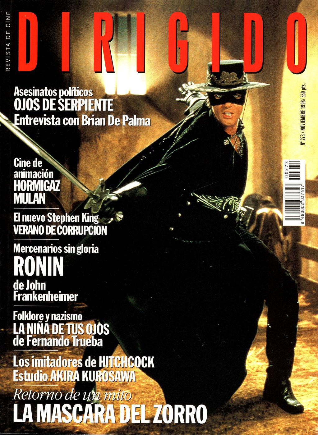 DIRIGIDO POR... magazine side cover Issue 273 November 1998