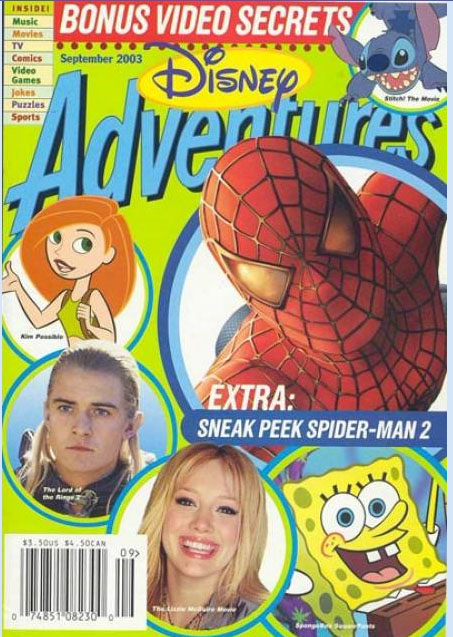 DISNEY ADVENTURES magazine side cover September 2003