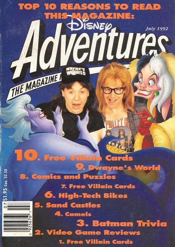DISNEY ADVENTURES magazine side cover Issue 21 July 1992