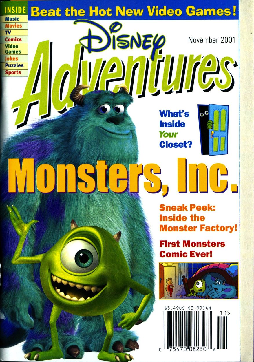 DISNEY ADVENTURES magazine side cover November 2001