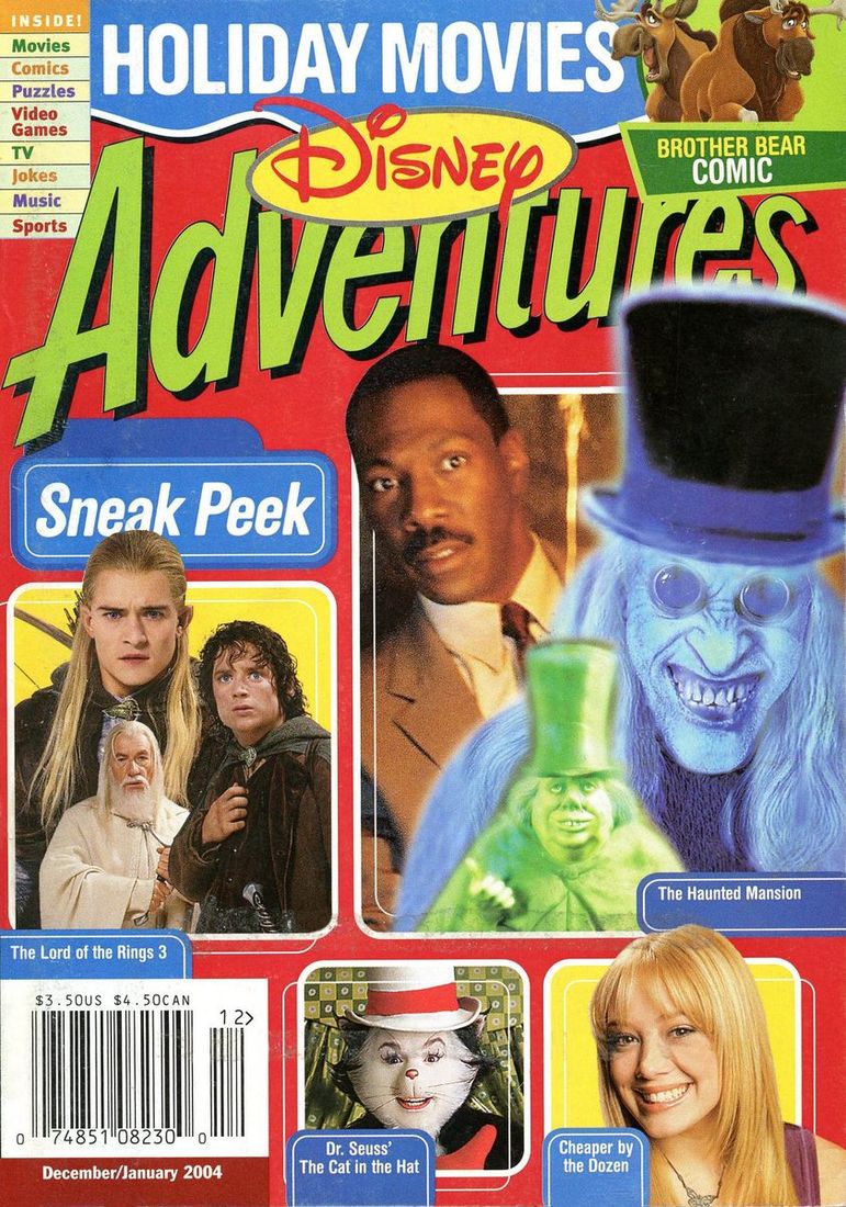 DISNEY ADVENTURES magazine side cover December 2003