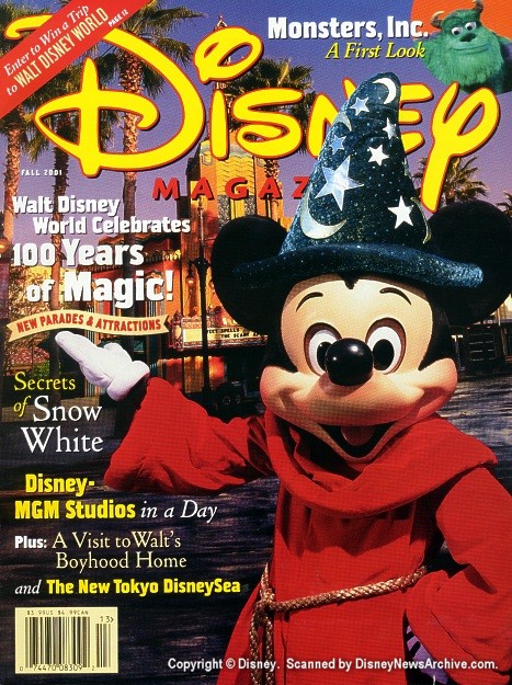 DISNEY magazine side cover Fall 2001