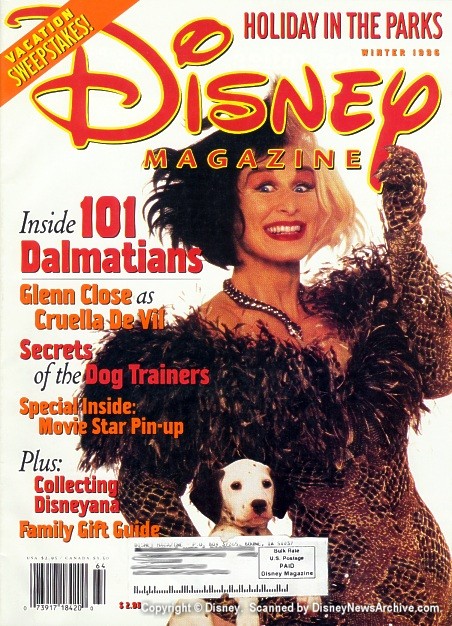 DISNEY magazine side cover Winter 1996