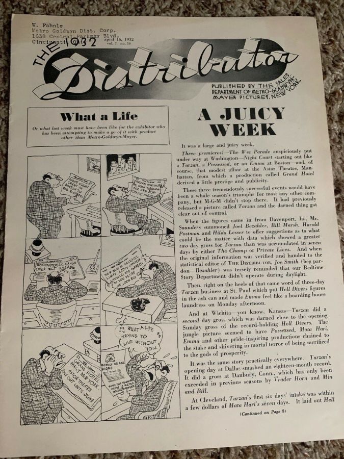 DISTRIBUTOR magazine side cover 16 April 1932
