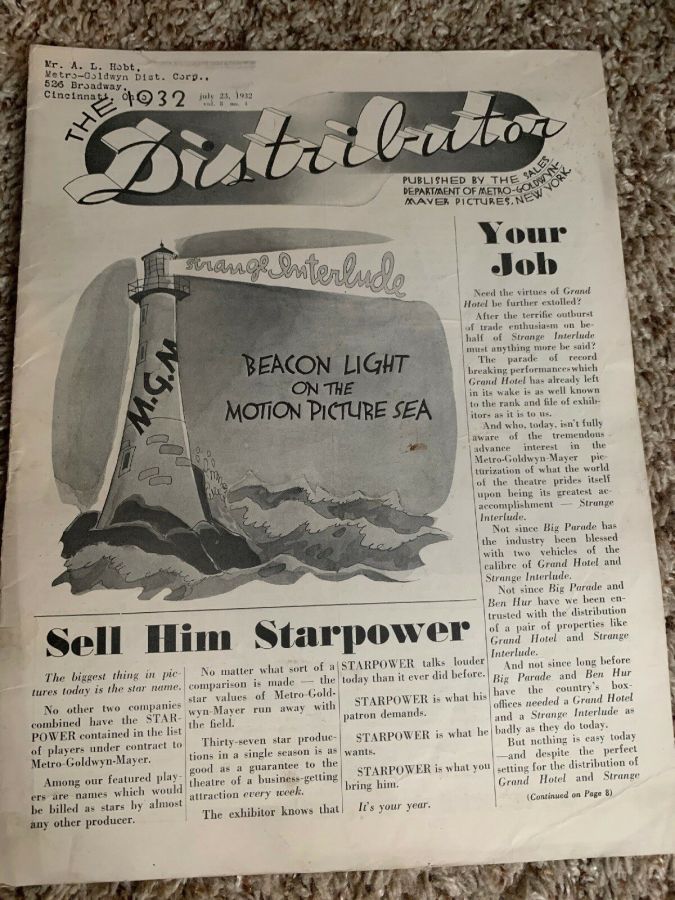 DISTRIBUTOR magazine side cover 23 July 1932