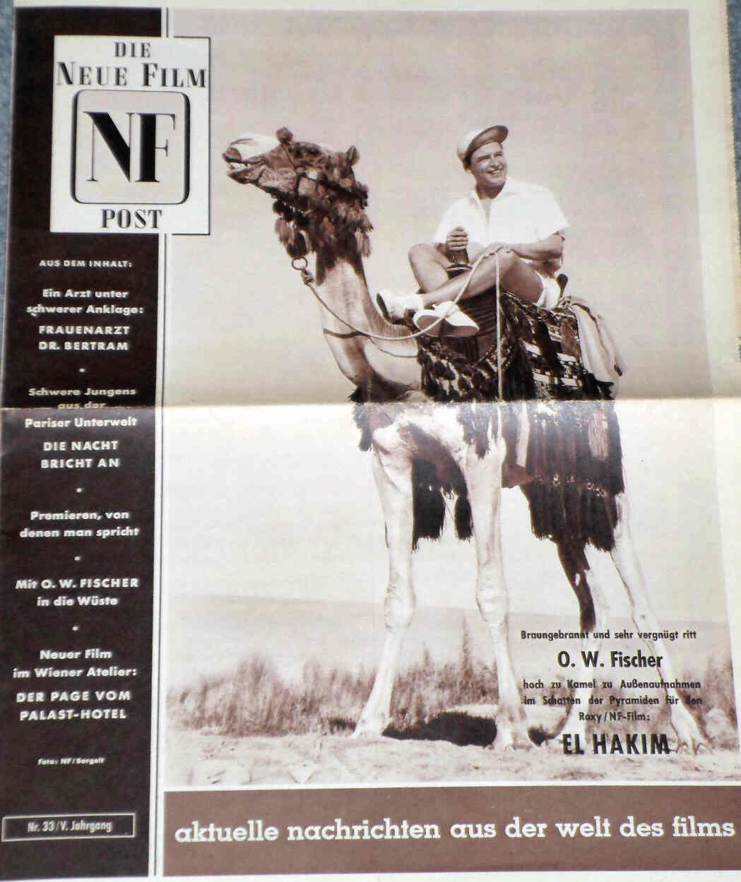 NEUE FILM POST magazine side cover Issue 33  1957