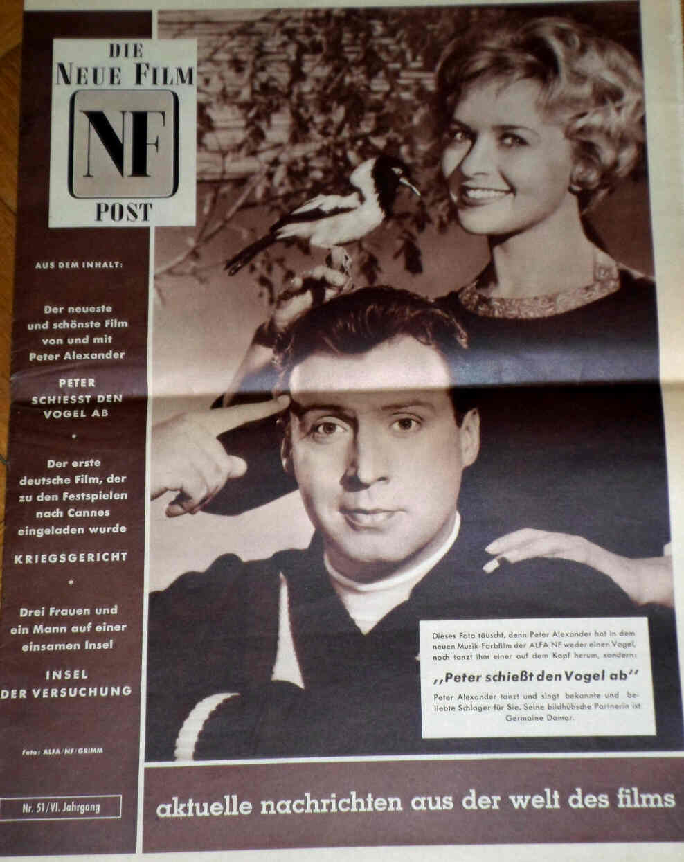 NEUE FILM POST magazine side cover Issue 51  1958