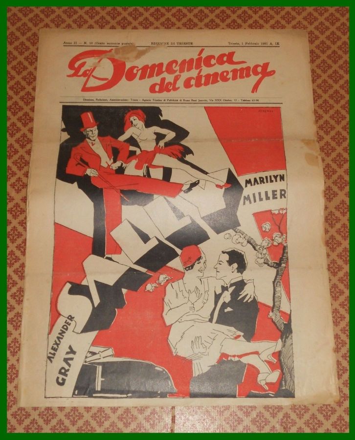 LA DOMENICA DEL CINEMA magazine side cover Issue 13 1 February 1931