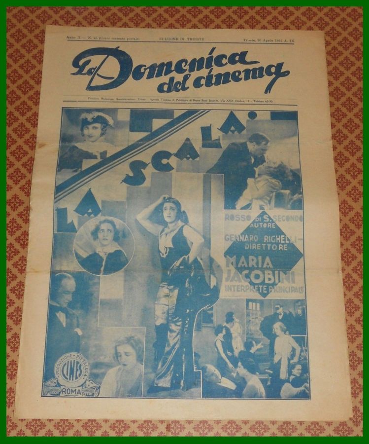 LA DOMENICA DEL CINEMA magazine side cover Issue 25 26 April 1931