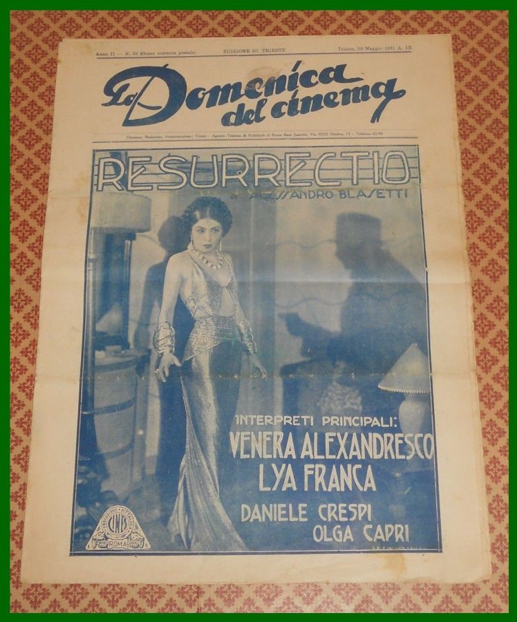 LA DOMENICA DEL CINEMA magazine side cover Issue 29 24 May 1931