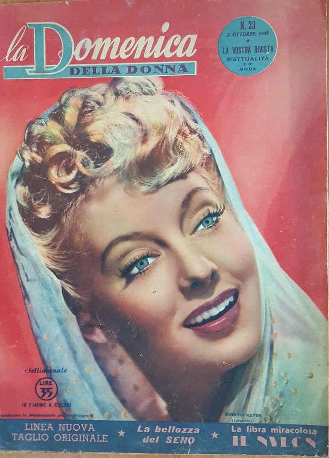 LA DOMENICA DELLA DONNA magazine side cover Issue 23 2 October 1949