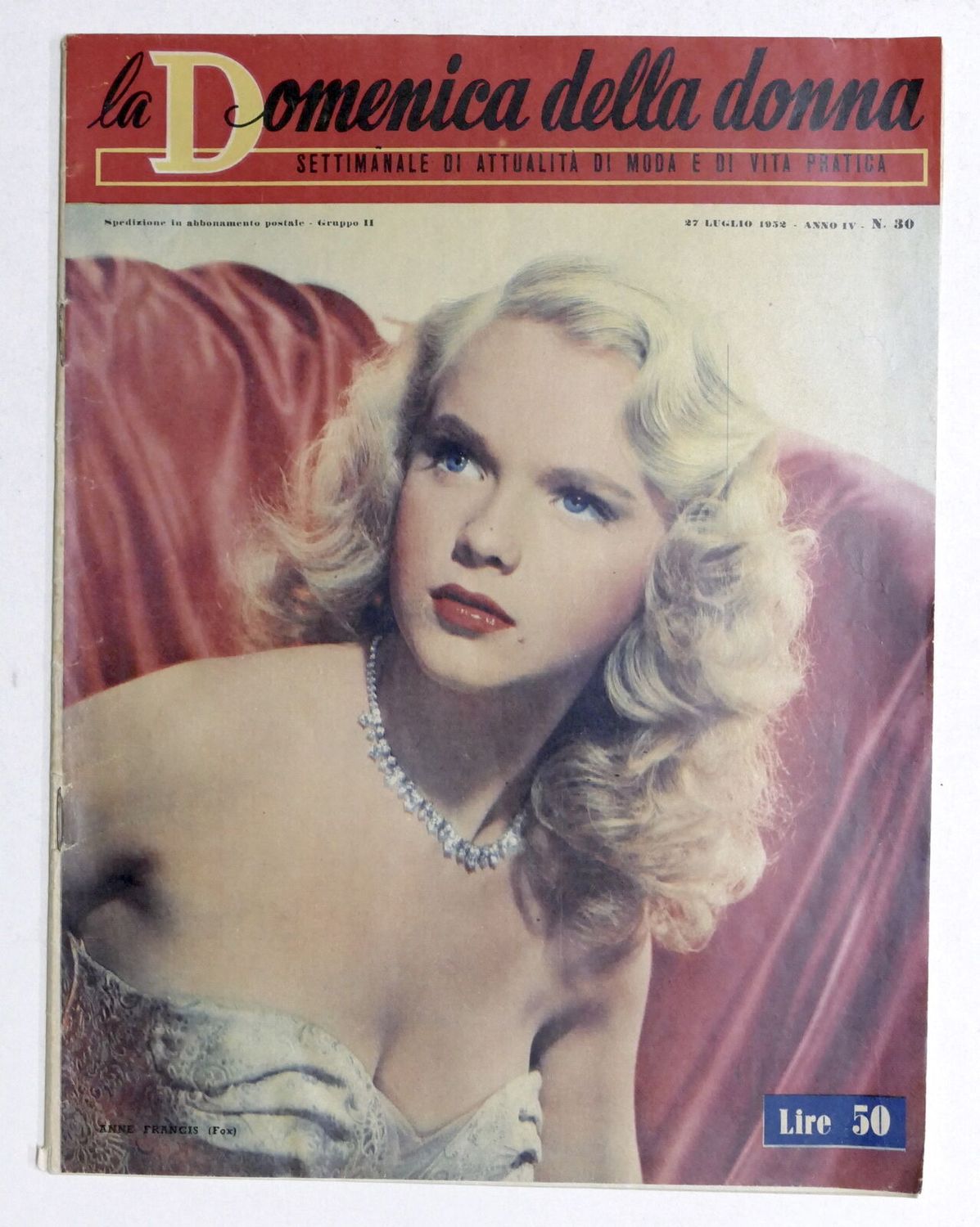 LA DOMENICA DELLA DONNA magazine side cover Issue 30 27 July 1952