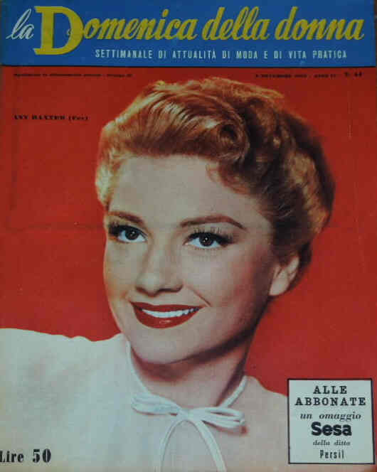 LA DOMENICA DELLA DONNA magazine side cover Issue 44 2 November 1952