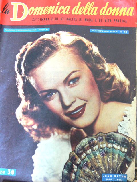 LA DOMENICA DELLA DONNA magazine side cover Issue 33 16 August 1953