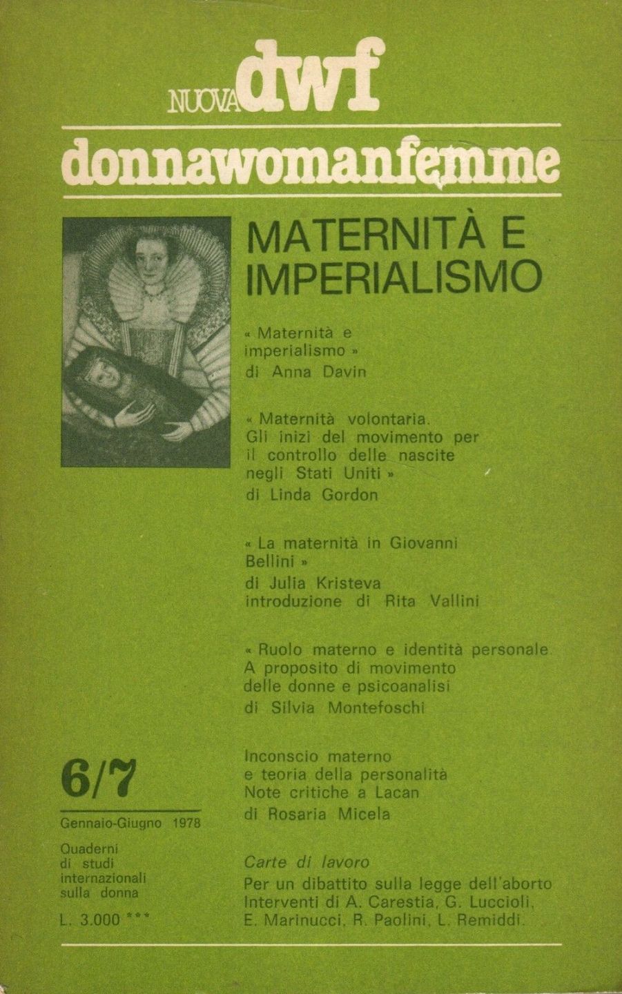DONNAWOMANFEMME magazine side cover Issue 6-7  January/June 1978