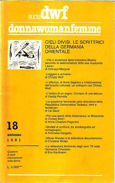 DONNAWOMANFEMME magazine side cover Issue 18 Autumn 1981