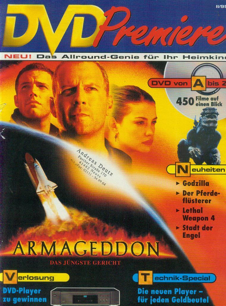 DVD PREMIERE magazine side cover  November 1999