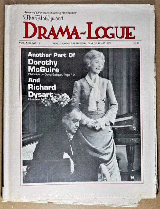 DRAMA LOGUE magazine side cover 11 March 1982