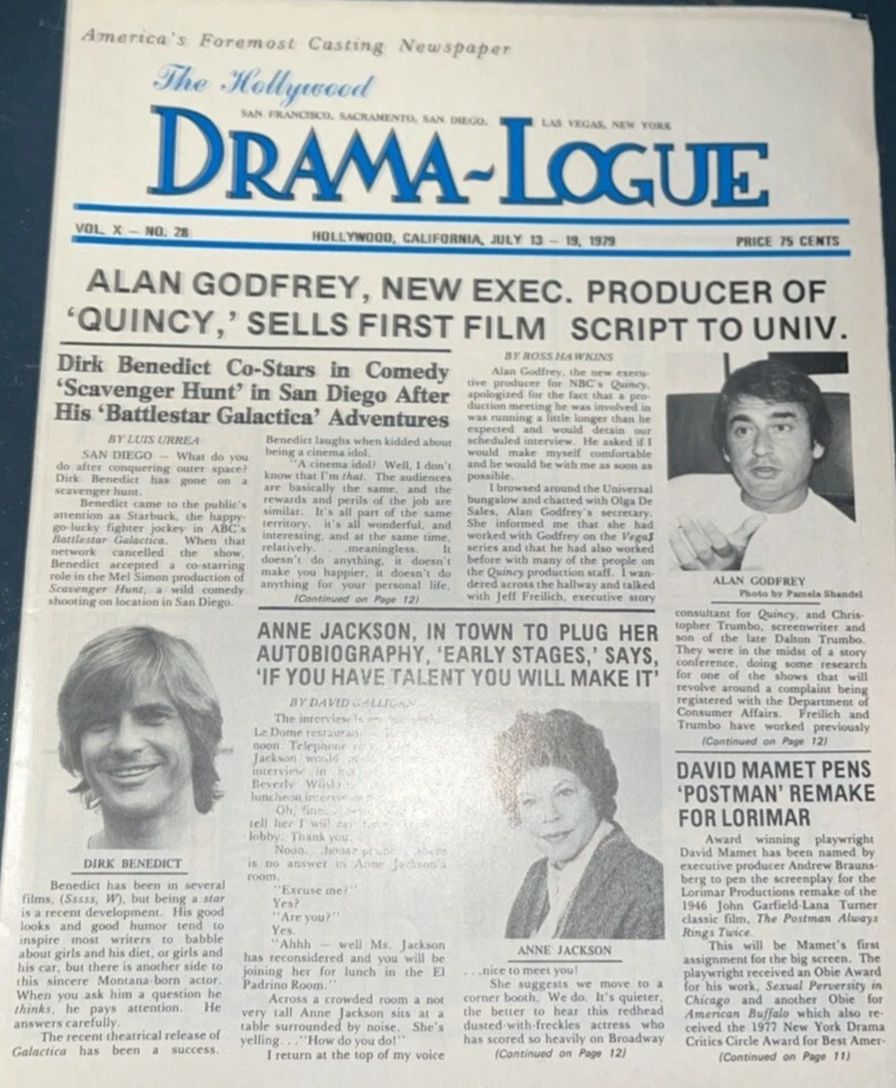 DRAMA LOGUE magazine side cover 13 July 1979