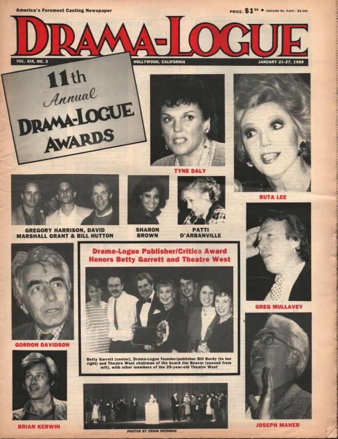 DRAMA LOGUE magazine side cover 21 January 1988