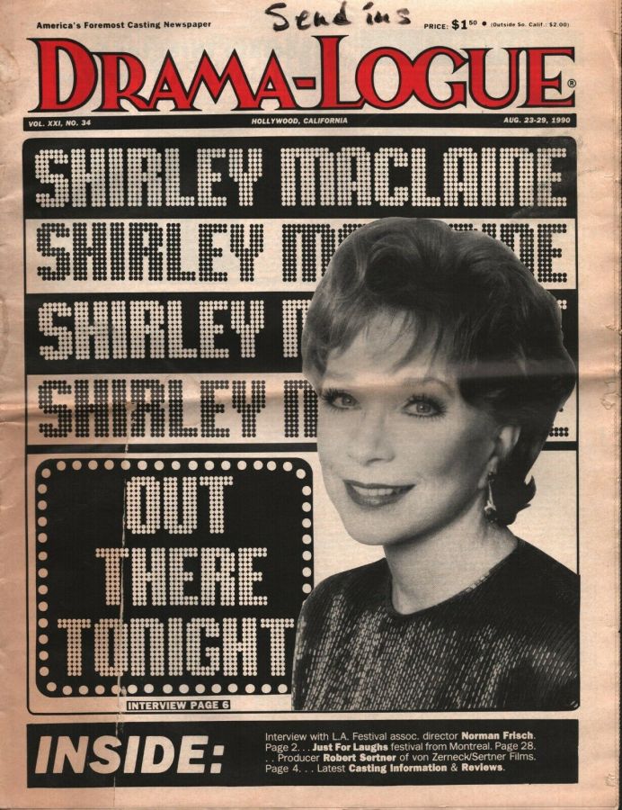 DRAMA LOGUE magazine side cover 23 August 1990