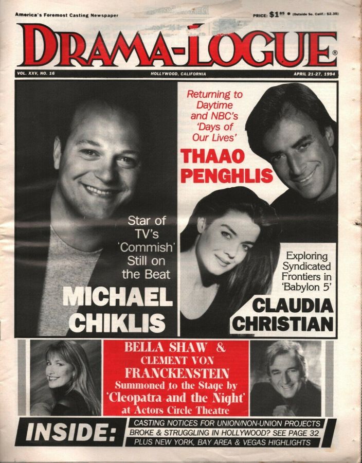 DRAMA LOGUE magazine side cover 21 April 1994