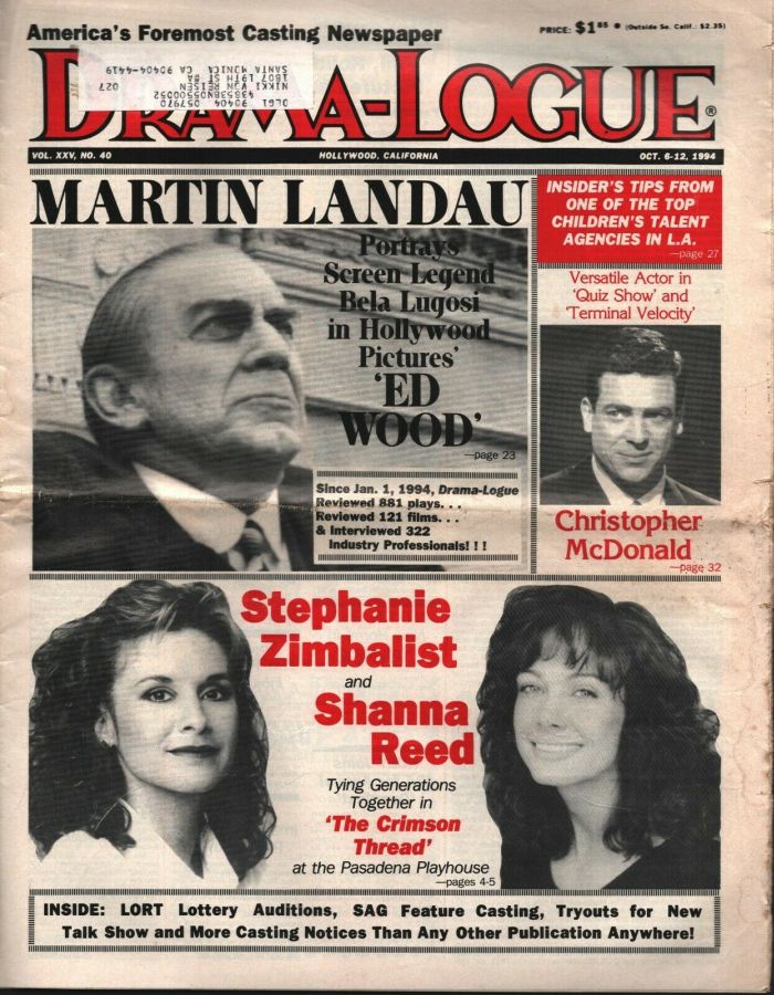 DRAMA LOGUE magazine side cover 6 October 1994