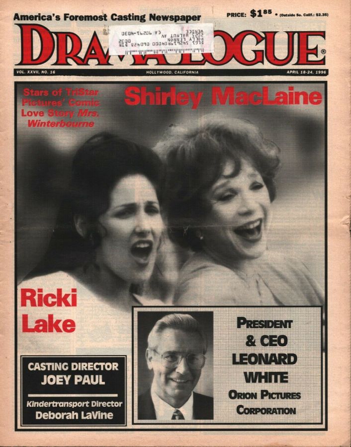 DRAMA LOGUE magazine side cover 18 April 1996