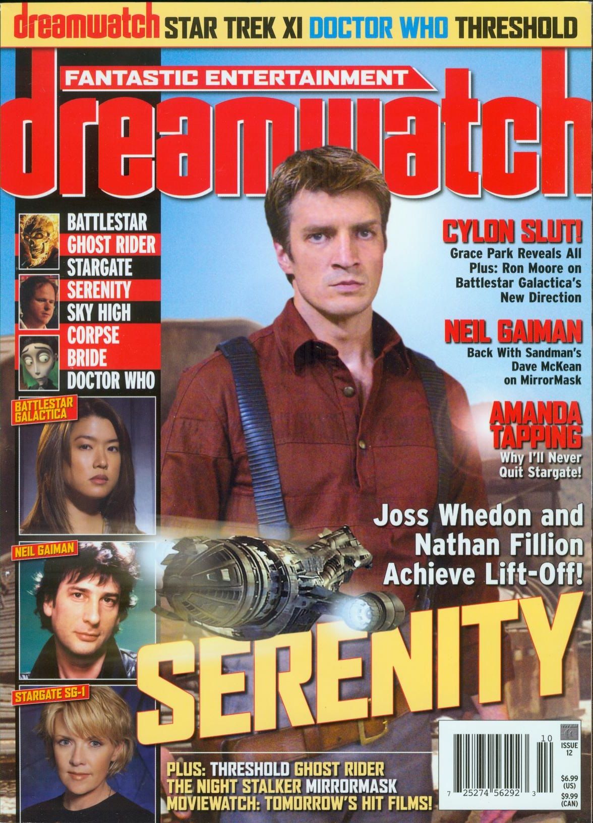DREAMWATCH (USA) magazine side cover Issue 12 October 2005