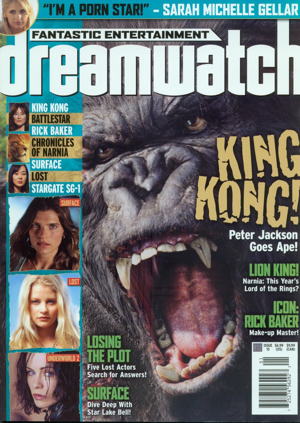 DREAMWATCH (USA) magazine side cover Issue 15 January 2006