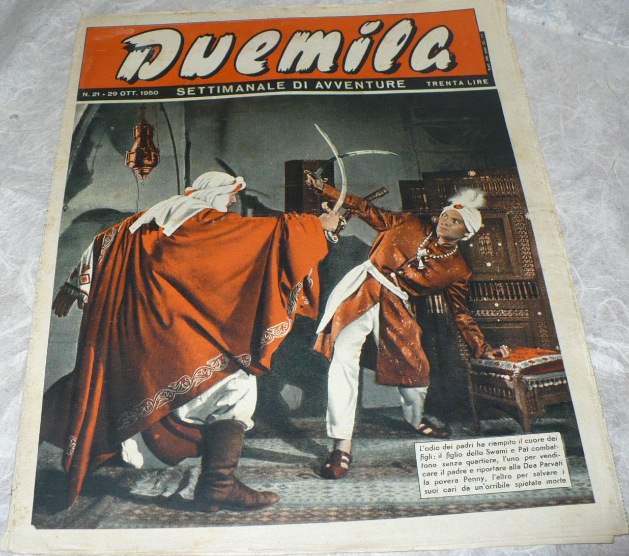 DUEMILA magazine side cover Issue 21 29 October 1950
