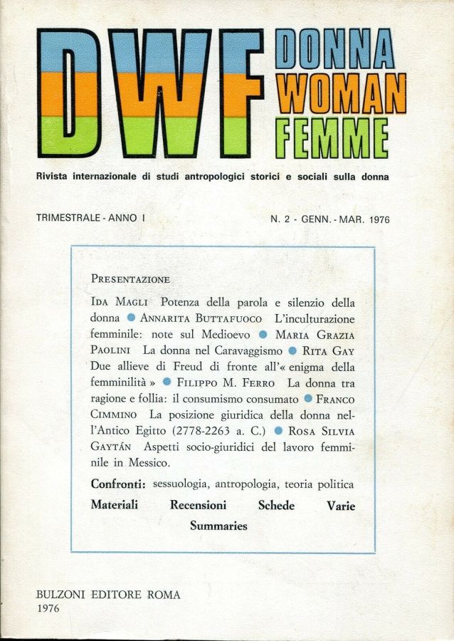 DONNAWOMANFEMME magazine side cover Issue 2  January/March 1976