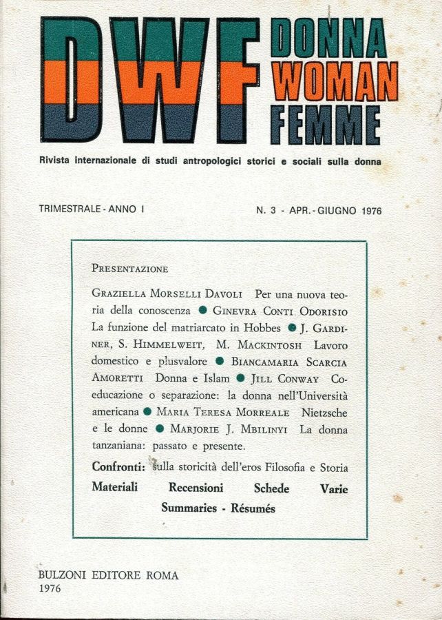 DONNAWOMANFEMME magazine side cover Issue 3  April/June 1976