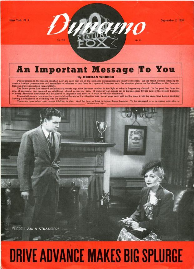 DYNAMO magazine side cover 2 September 1939