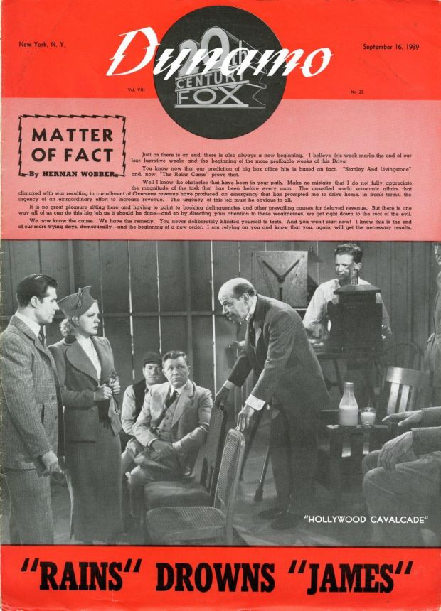 DYNAMO magazine side cover 16 September 1939