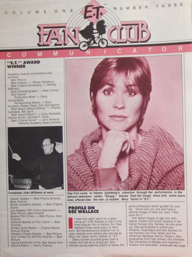 E.T. FAN CLUB COMMUNICATOR magazine side cover Vol 1 # 3 1983