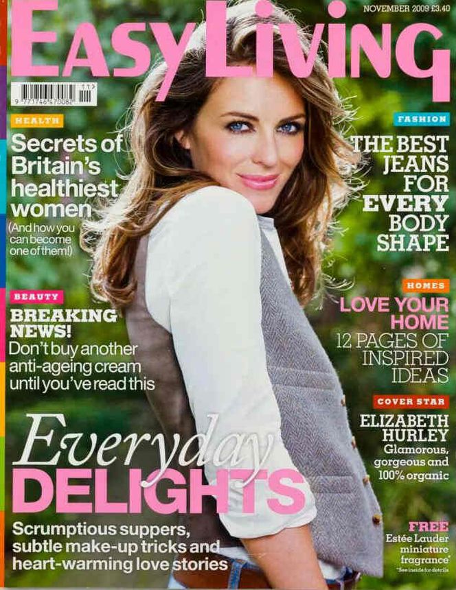 EASY LIVING magazine side cover  November 2009