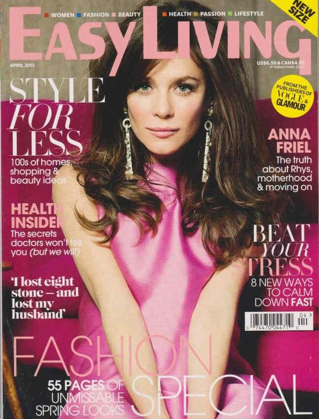 EASY LIVING magazine side cover  April 2013
