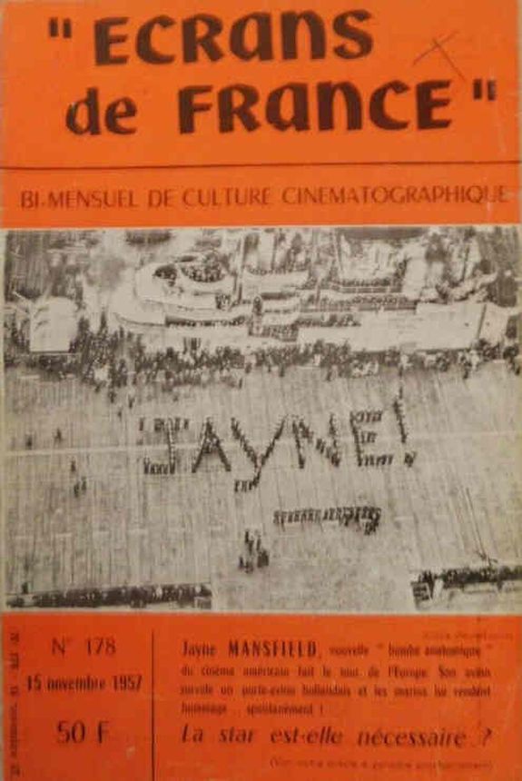 ECRANS DE FRANCE magazine side cover Issue 178 15 November 1957