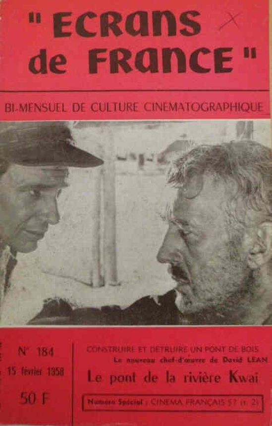 ECRANS DE FRANCE magazine side cover Issue 184 15 February 1958