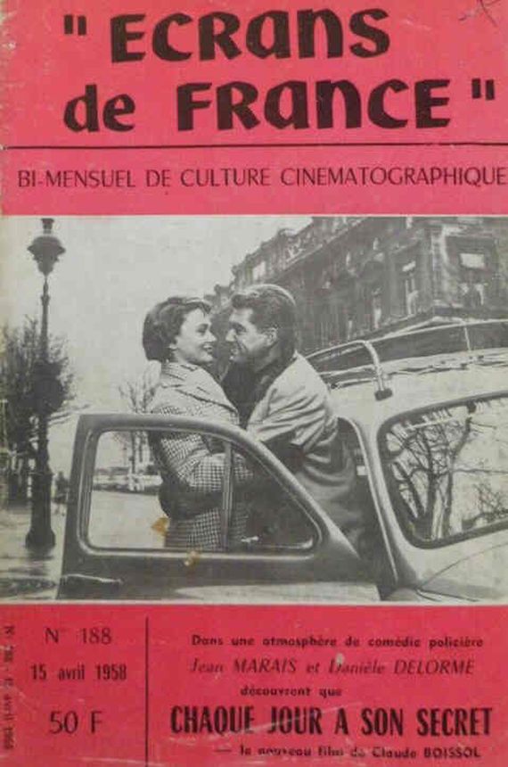 ECRANS DE FRANCE magazine side cover Issue 188 15 April 1958