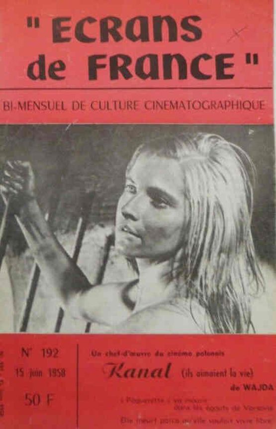 ECRANS DE FRANCE magazine side cover Issue 192 15 June 1958