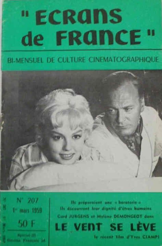 ECRANS DE FRANCE magazine side cover Issue 207 1 March 1959