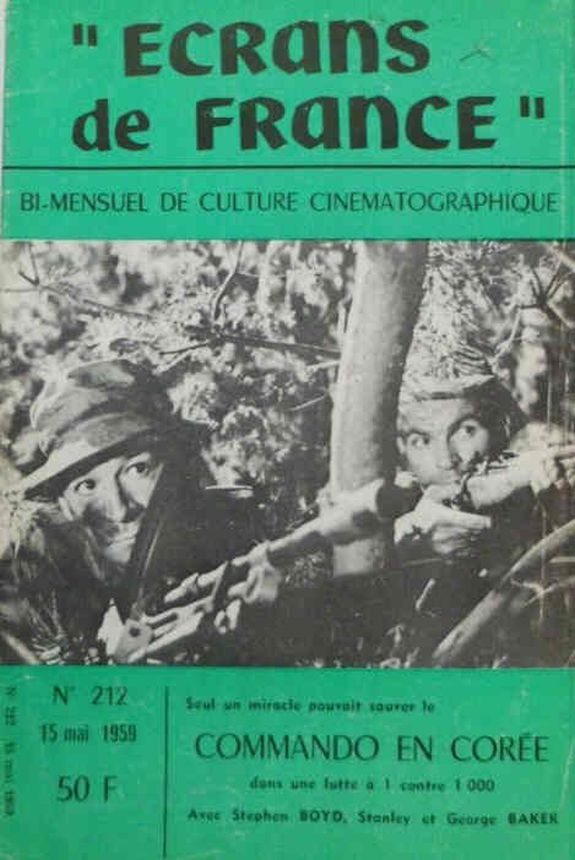 ECRANS DE FRANCE magazine side cover Issue 212 15 May 1959