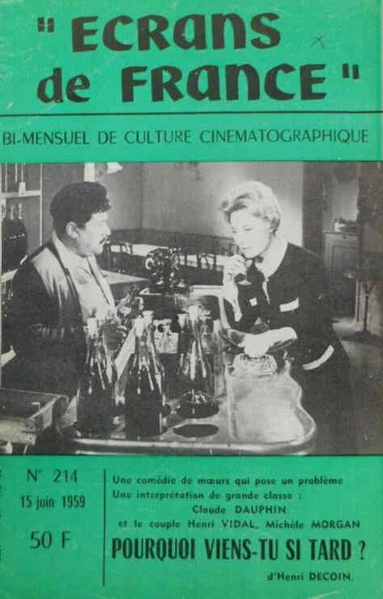 ECRANS DE FRANCE magazine side cover Issue 214 15 June 1959