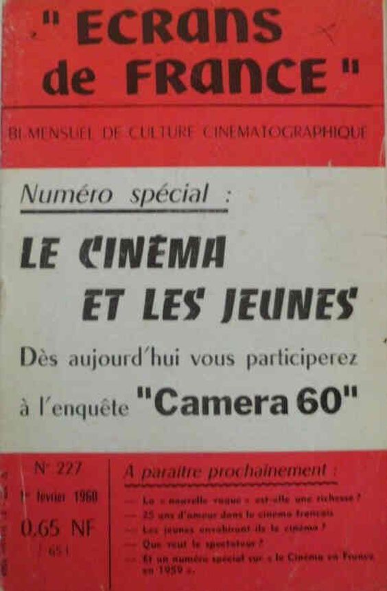 ECRANS DE FRANCE magazine side cover Issue 227 1 February 1960