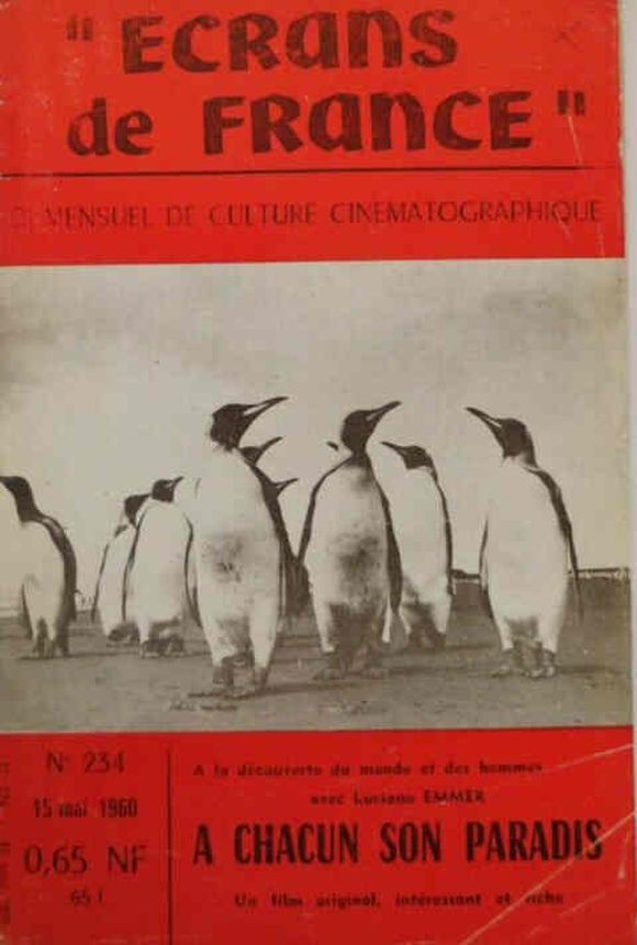 ECRANS DE FRANCE magazine side cover Issue 234 15 May 1960