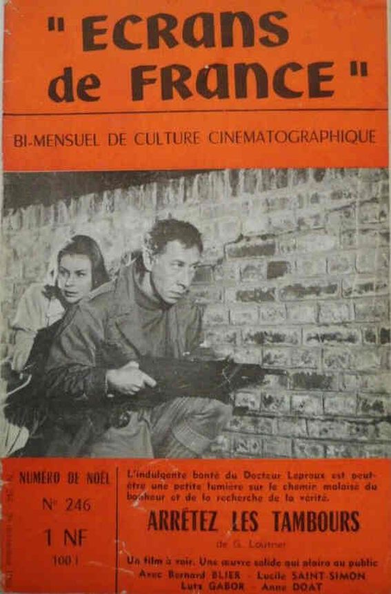 ECRANS DE FRANCE magazine side cover Issue 246 20 December 1960