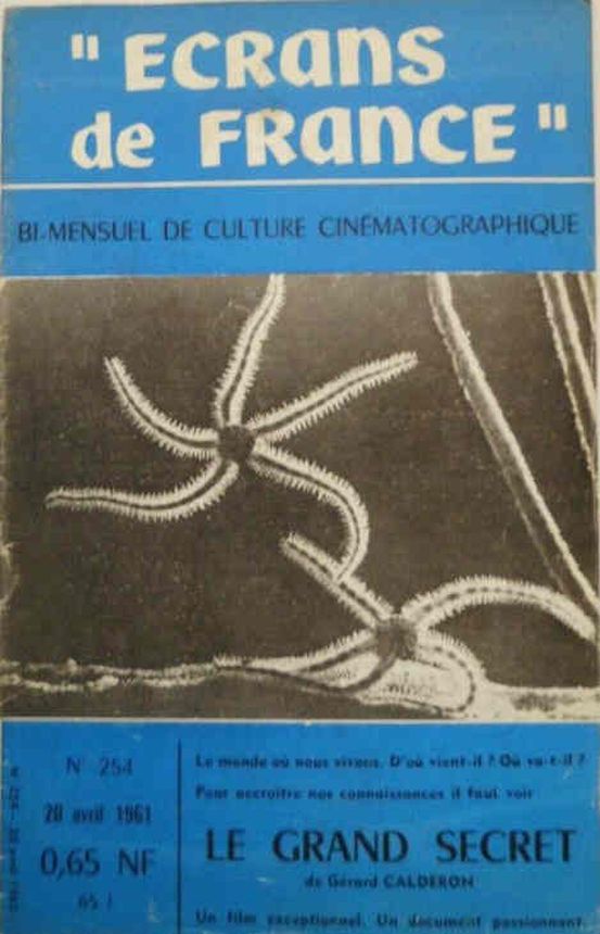 ECRANS DE FRANCE magazine side cover Issue 254 20 April 1961