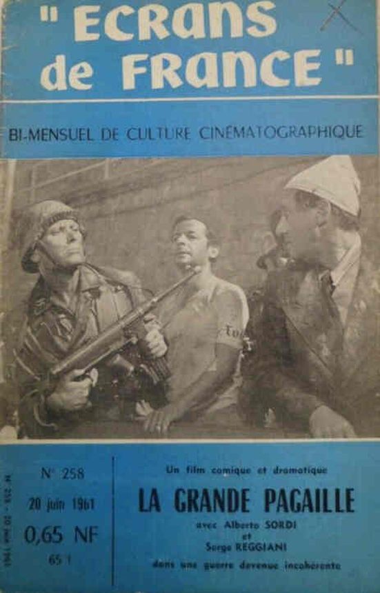 ECRANS DE FRANCE magazine side cover Issue 258 20 June 1961